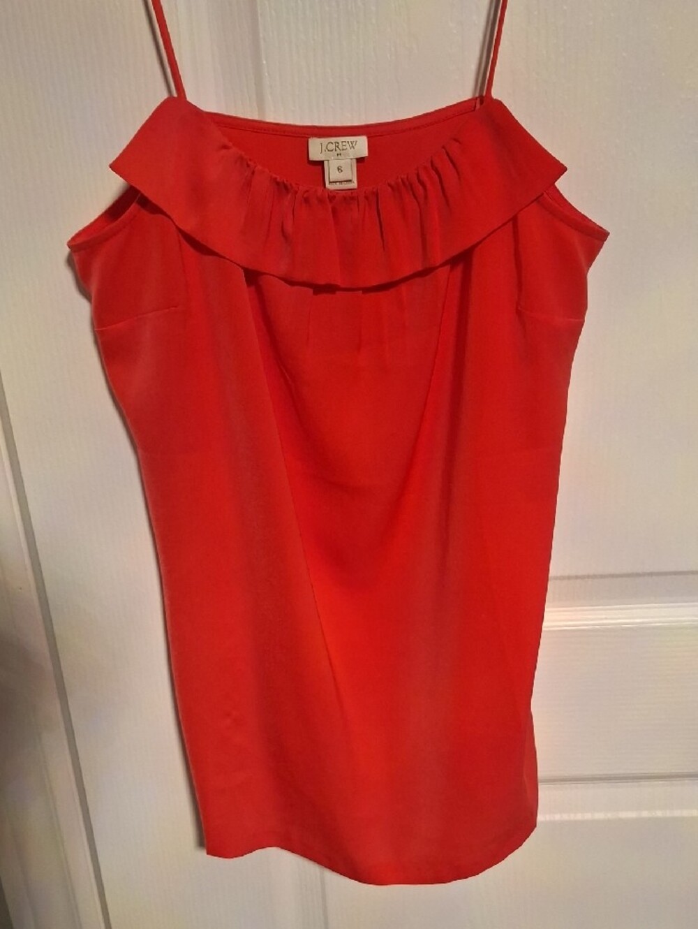 J. Crew Red Ruffle-Trim Spaghetti Strap Cami - Picture 4 of 5